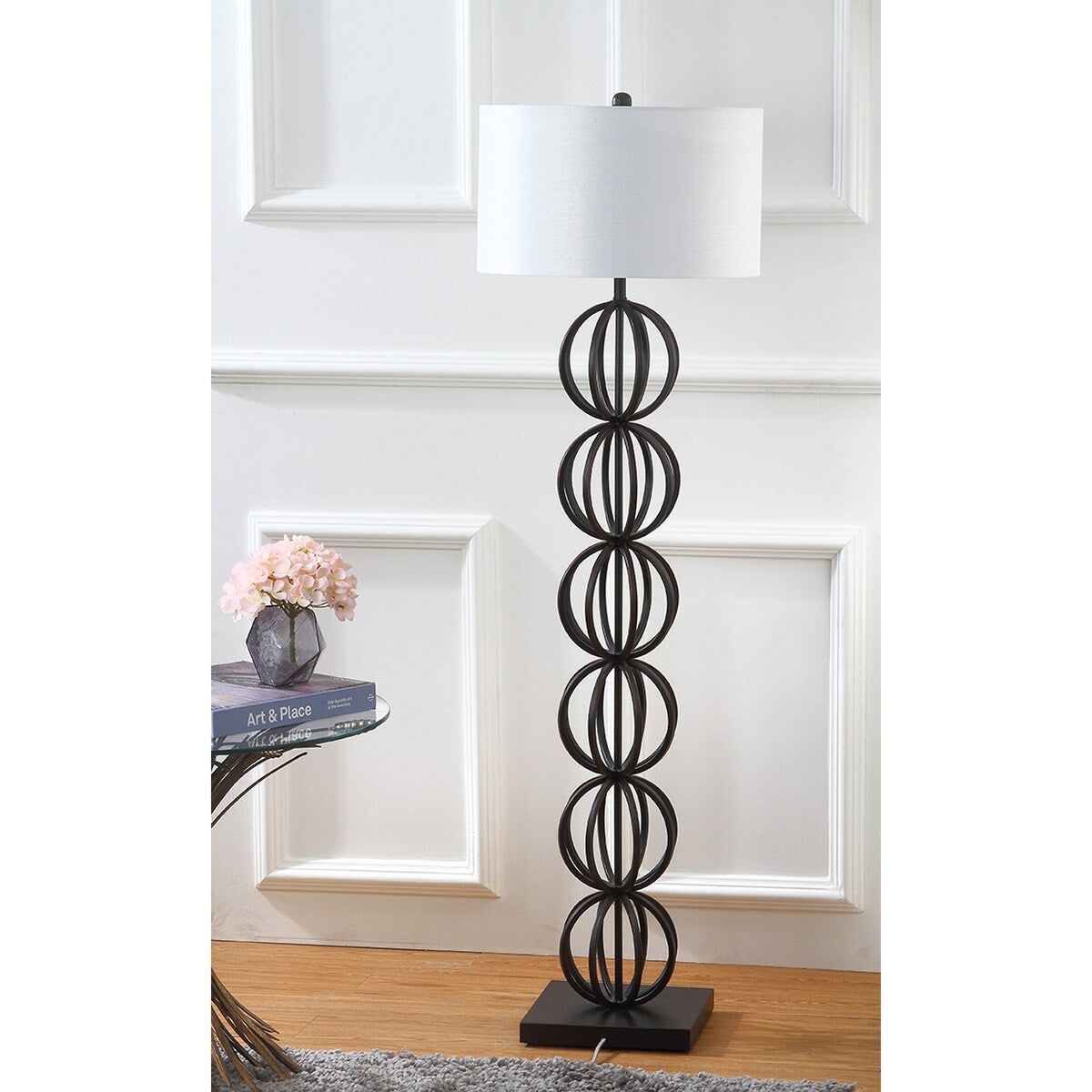 SAFAVIEH Lighting Christel 59-inch Sphere Black Floor Lamp - 17"x17"x58.25" - 17Wx17Dx58H