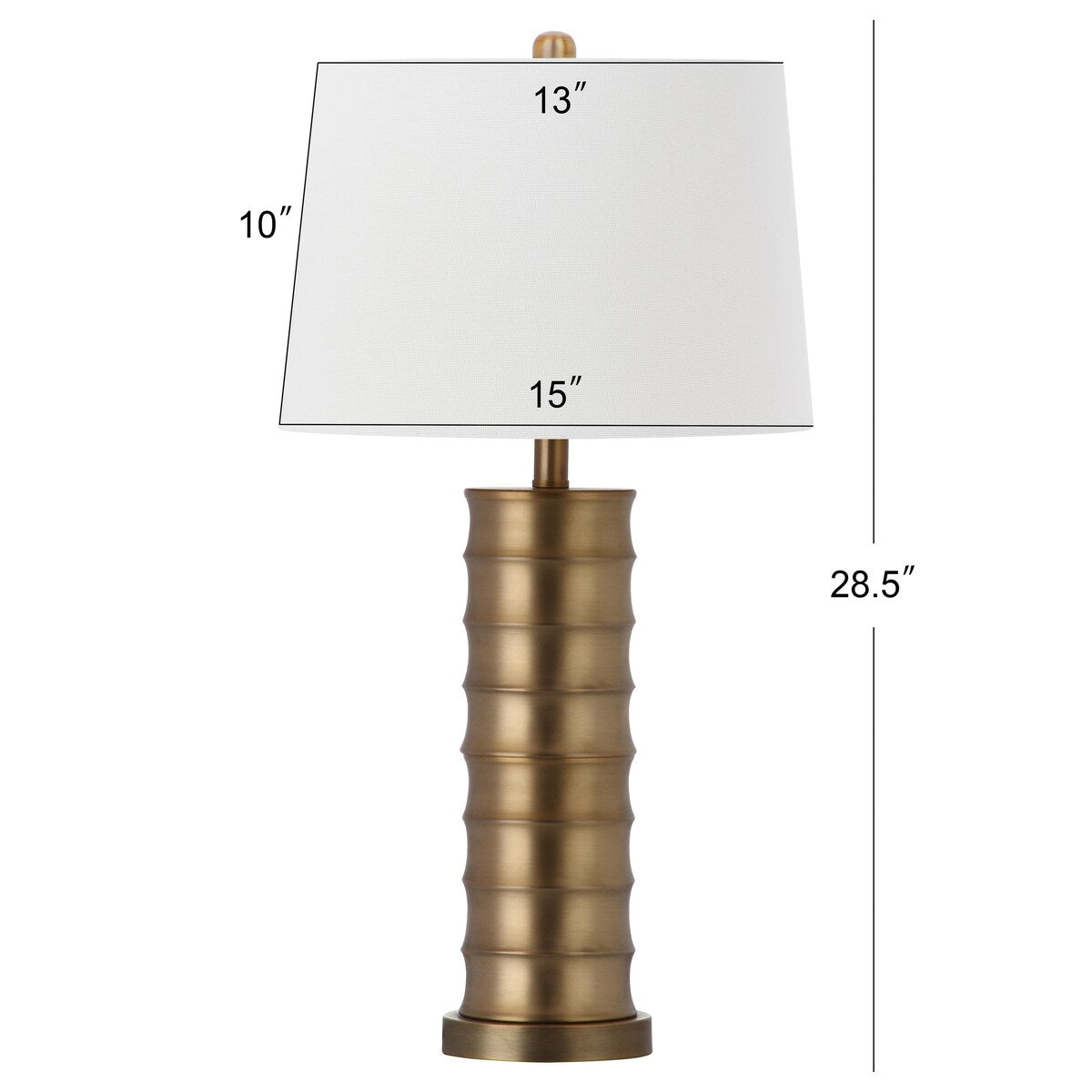 SAFAVIEH Lighting Christell 28.5-inch Brass Column Gold Table Lamp (Set of 2) - 15Wx15Dx29H