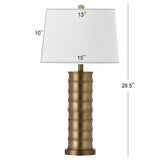 SAFAVIEH Lighting Christell 28.5-inch Brass Column Gold Table Lamp (Set of 2) - 15Wx15Dx29H