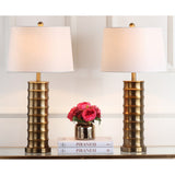 SAFAVIEH Lighting Christell 28.5-inch Brass Column Gold Table Lamp (Set of 2) - 15Wx15Dx29H