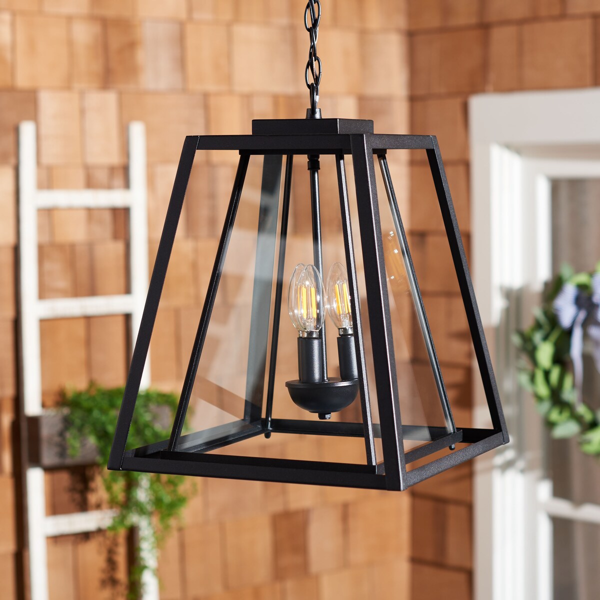 SAFAVIEH Lighting Chryssoula 13" Outdoor Pendant - 13" x 12" x 16" - withD/H - 13Wx12Dx16H