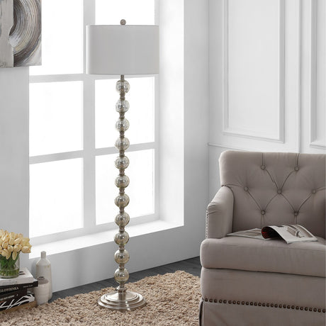 SAFAVIEH Lighting Clydie 60" Floor Lamp - 15" x 15" x 60" - Nickel/Ivory - 15Wx15Dx60H