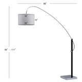 SAFAVIEH Lighting Consuela 84-inch Arc Floor Lamp - 66"x18"x84-111" - Chrome/Black - 66Wx18Dx111H