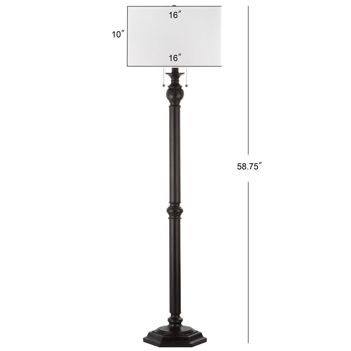 SAFAVIEH Lighting Cristal Oil-Rubbed Bronze 2-Light 59-inch Floor Lamp - 16"x16"x58.75" - Black - 16Wx16Dx59H