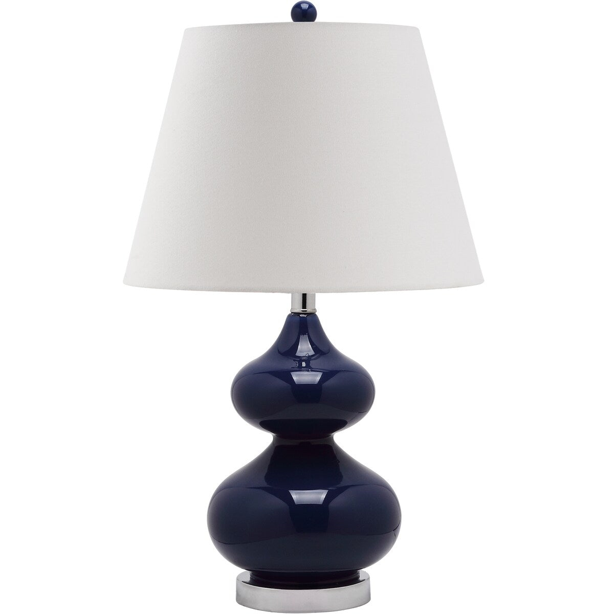 SAFAVIEH Lighting Danyell 24-inch Navy Double Gourd Glass Table Lamp - 14"x14"x24" - 14Wx14Dx24H