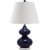 SAFAVIEH Lighting Danyell 24-inch Navy Double Gourd Glass Table Lamp - 14"x14"x24" - 14Wx14Dx24H