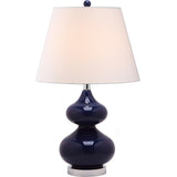 SAFAVIEH Lighting Danyell 24-inch Navy Double Gourd Glass Table Lamp - 14"x14"x24" - 14Wx14Dx24H