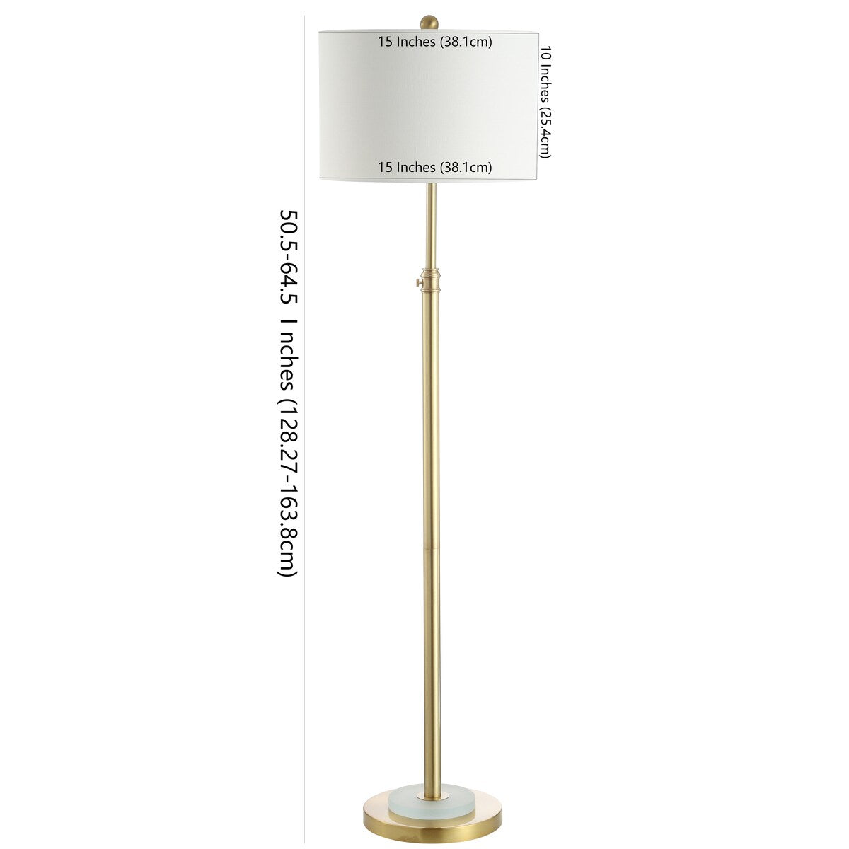 SAFAVIEH Lighting Darby 50-64-inch Adjustable Led Floor Lamp - Brass Gold/Frost White - 15Wx15Dx65H