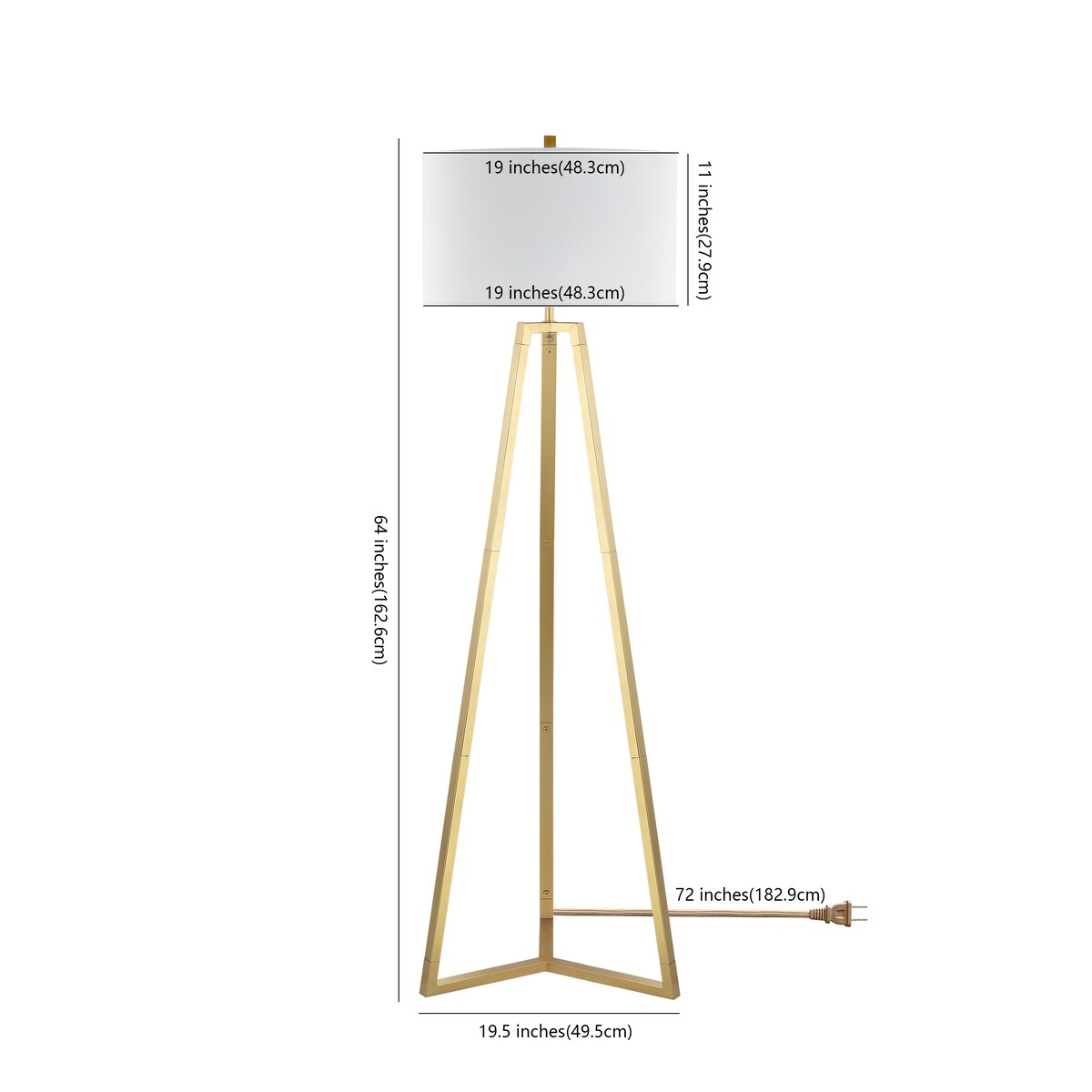 SAFAVIEH Lighting Darlene 64-inch Floor Lamp - 19" W x 19" D x 64" H - Gold - 19Wx19Dx64H