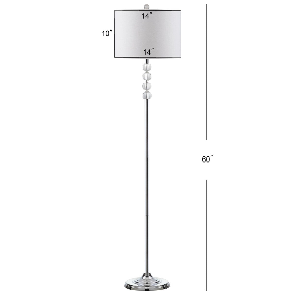 SAFAVIEH Lighting Davina 60-inch Crystal Floor Lamp - 14"x14"x60" - Clear/Chrome - 14Wx14Dx60H