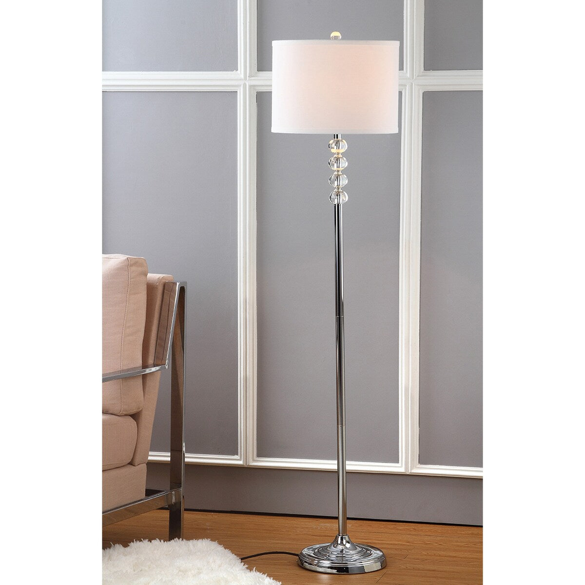 SAFAVIEH Lighting Davina 60-inch Crystal Floor Lamp - 14"x14"x60" - Clear/Chrome - 14Wx14Dx60H