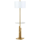 SAFAVIEH Lighting Dimple 61-inch Glass Side Table Floor Lamp - 17" x 17" x 61" - Brass/Gold - 17Wx17Dx61H