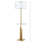 SAFAVIEH Lighting Dimple 61-inch Glass Side Table Floor Lamp - 17" x 17" x 61" - Brass/Gold - 17Wx17Dx61H