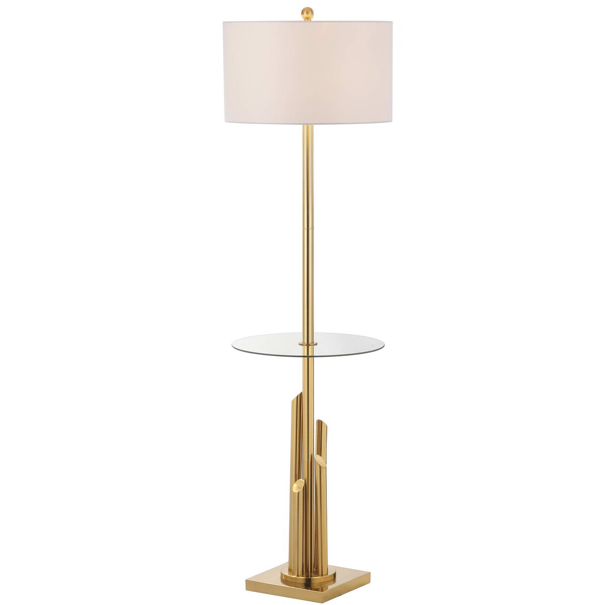 SAFAVIEH Lighting Dimple 61-inch Glass Side Table Floor Lamp - 17" x 17" x 61" - Brass/Gold - 17Wx17Dx61H