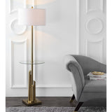 SAFAVIEH Lighting Dimple 61-inch Glass Side Table Floor Lamp - 17" x 17" x 61" - Brass/Gold - 17Wx17Dx61H