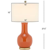 SAFAVIEH Lighting Dionne 28-inch Orange Table Lamp - 15" W x 15" D x 27.5" H - 15Wx15Dx28H