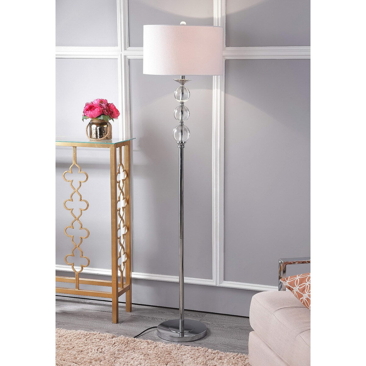 SAFAVIEH Lighting Dylbere 62-inch Glass Globe Floor Lamp - 15"x15"x61" - Clear - 15Wx15Dx61H