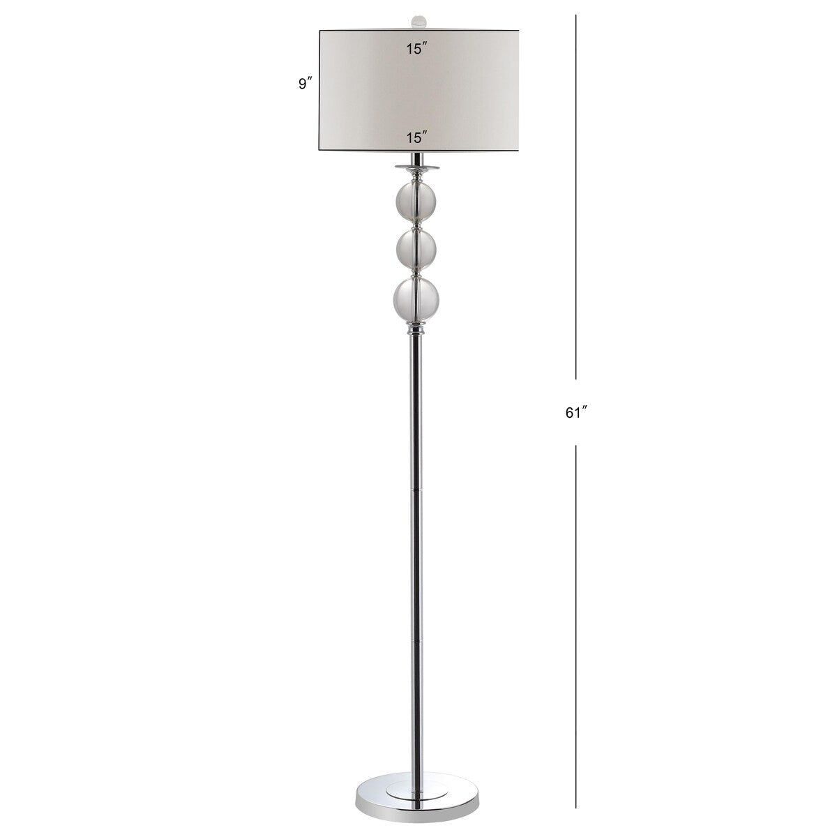 SAFAVIEH Lighting Dylbere 62-inch Glass Globe Floor Lamp - 15"x15"x61" - Clear - 15Wx15Dx61H