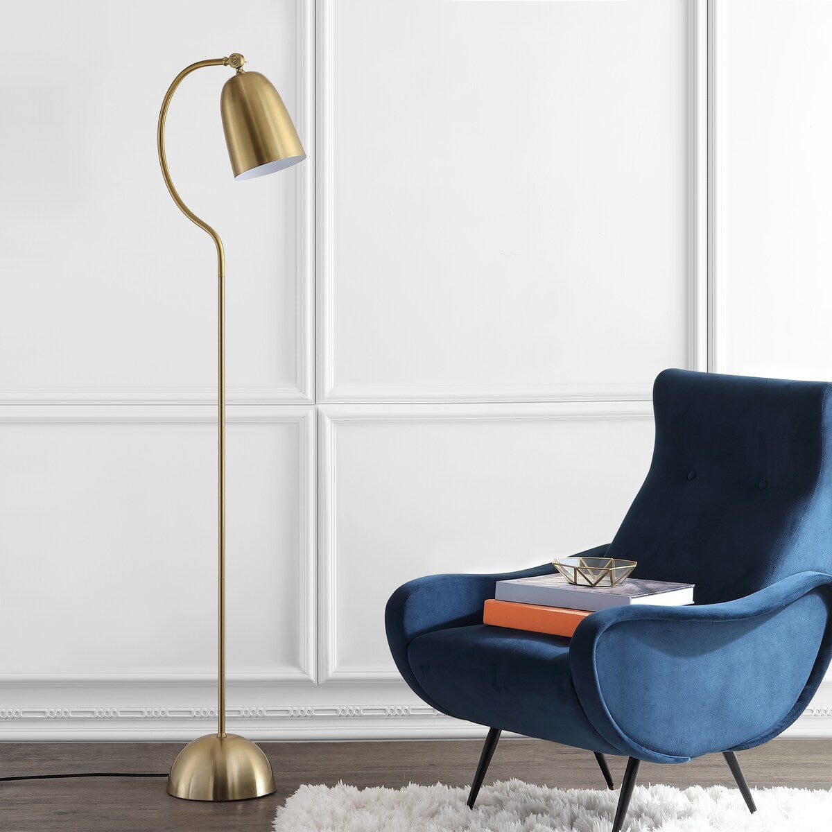 SAFAVIEH Lighting Ekea 66-inch Led Floor Lamp - 12" x 9.9" x 66.5" - Brass Gold - 12Wx10Dx67H