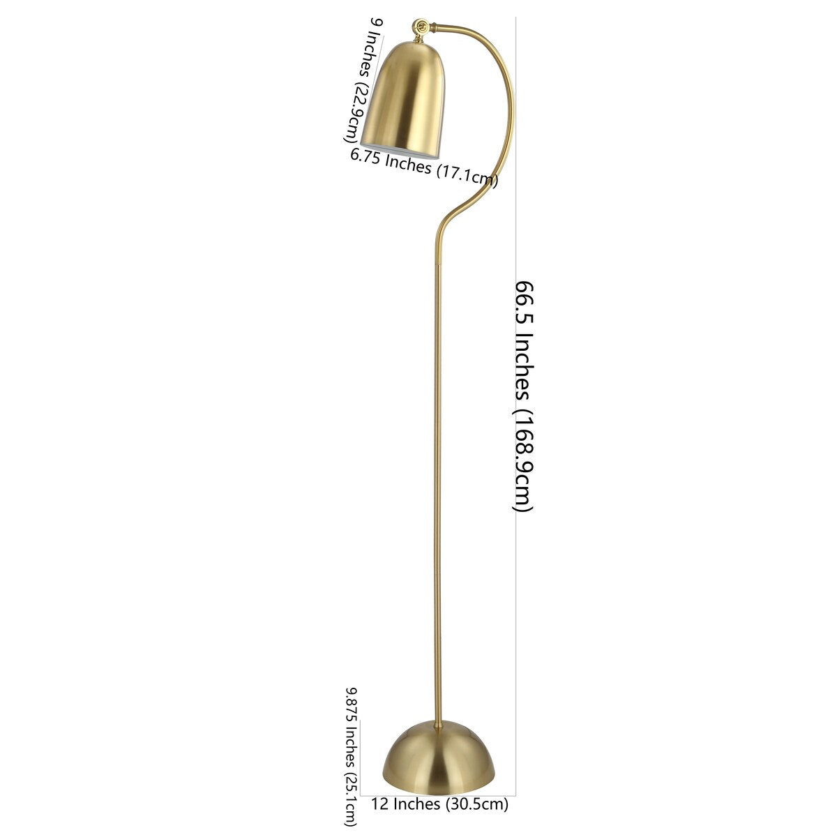 SAFAVIEH Lighting Ekea 66-inch Led Floor Lamp - 12" x 9.9" x 66.5" - Brass Gold - 12Wx10Dx67H