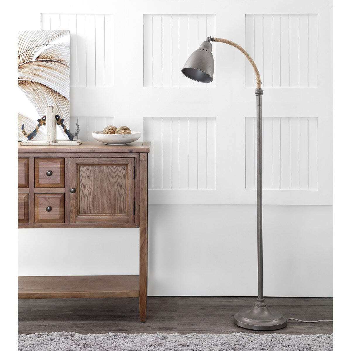 SAFAVIEH Lighting Elease 60-inch Grey Floor Lamp - 21" x 10.375" x 60" - Dark Grey - 21Wx10Dx60H