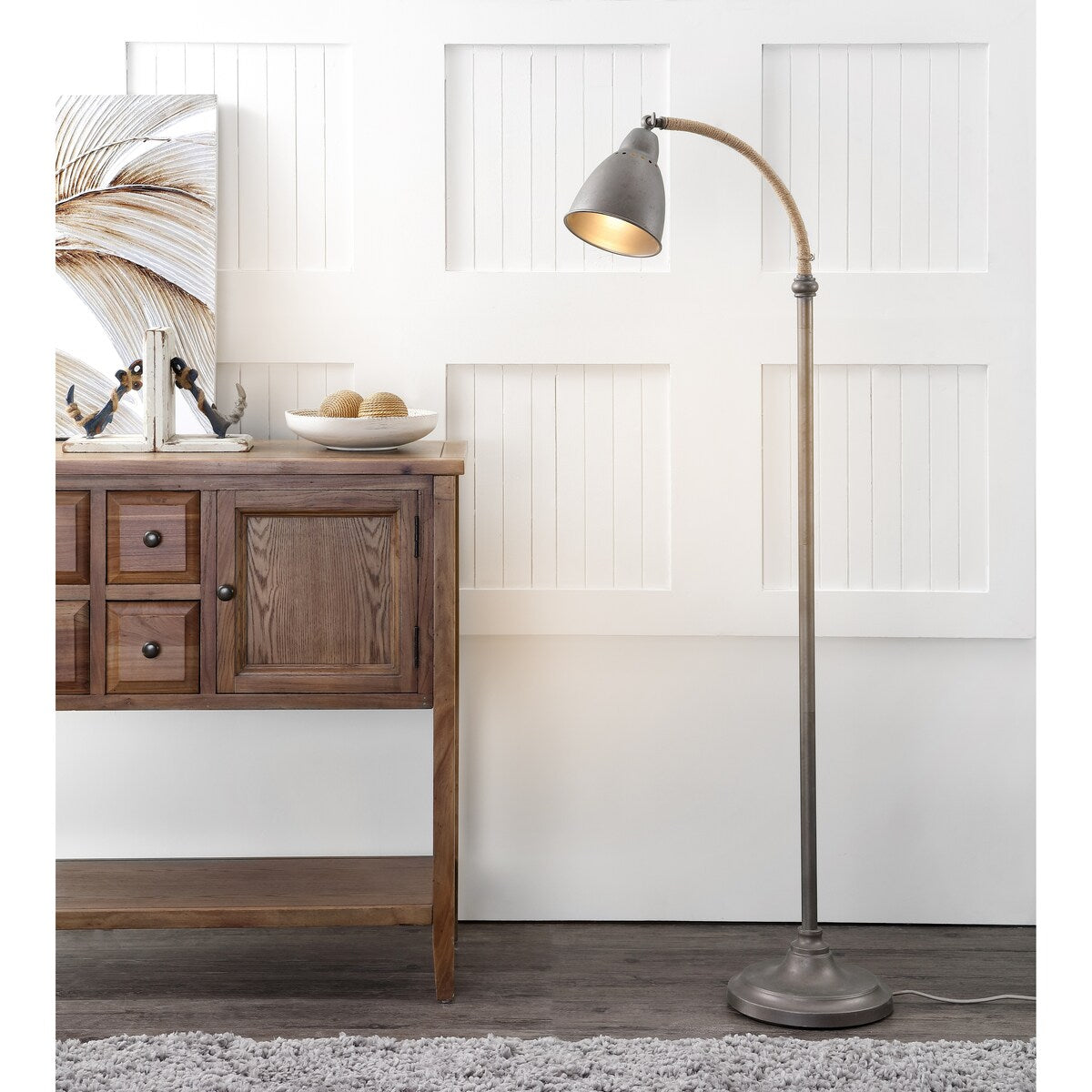 SAFAVIEH Lighting Elease 60-inch Grey Floor Lamp - 21" x 10.375" x 60" - Dark Grey - 21Wx10Dx60H