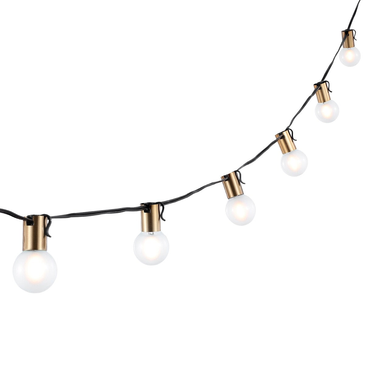 SAFAVIEH Lighting Ellice 10 Ft LED Outdoor String Lights - Brass/Black - 120Wx2Dx3H