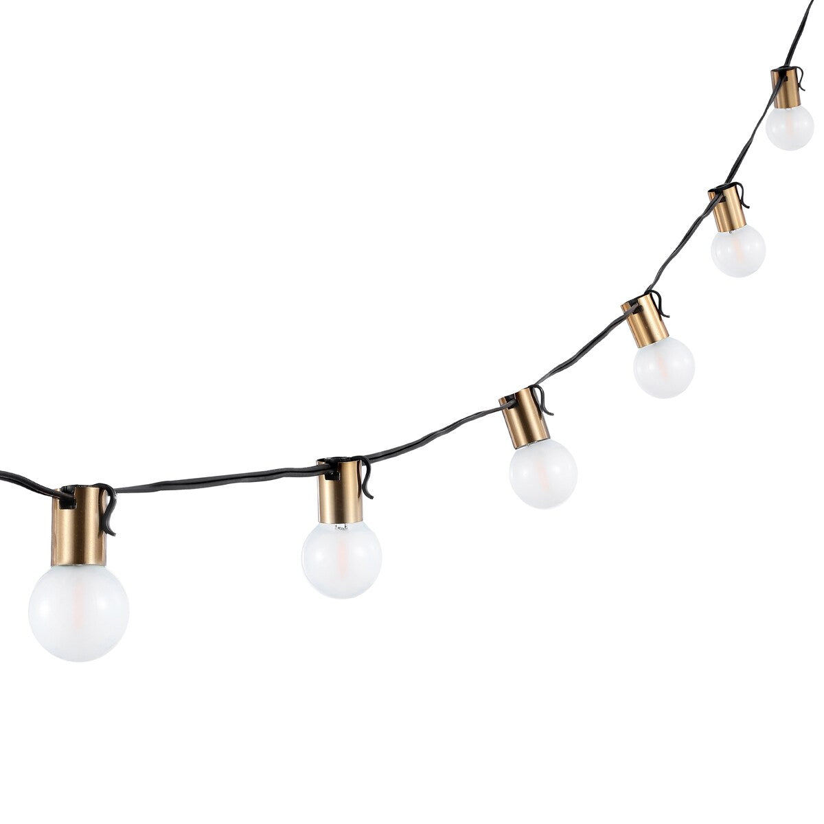 SAFAVIEH Lighting Ellice 10 Ft LED Outdoor String Lights - Brass/Black - 120Wx2Dx3H