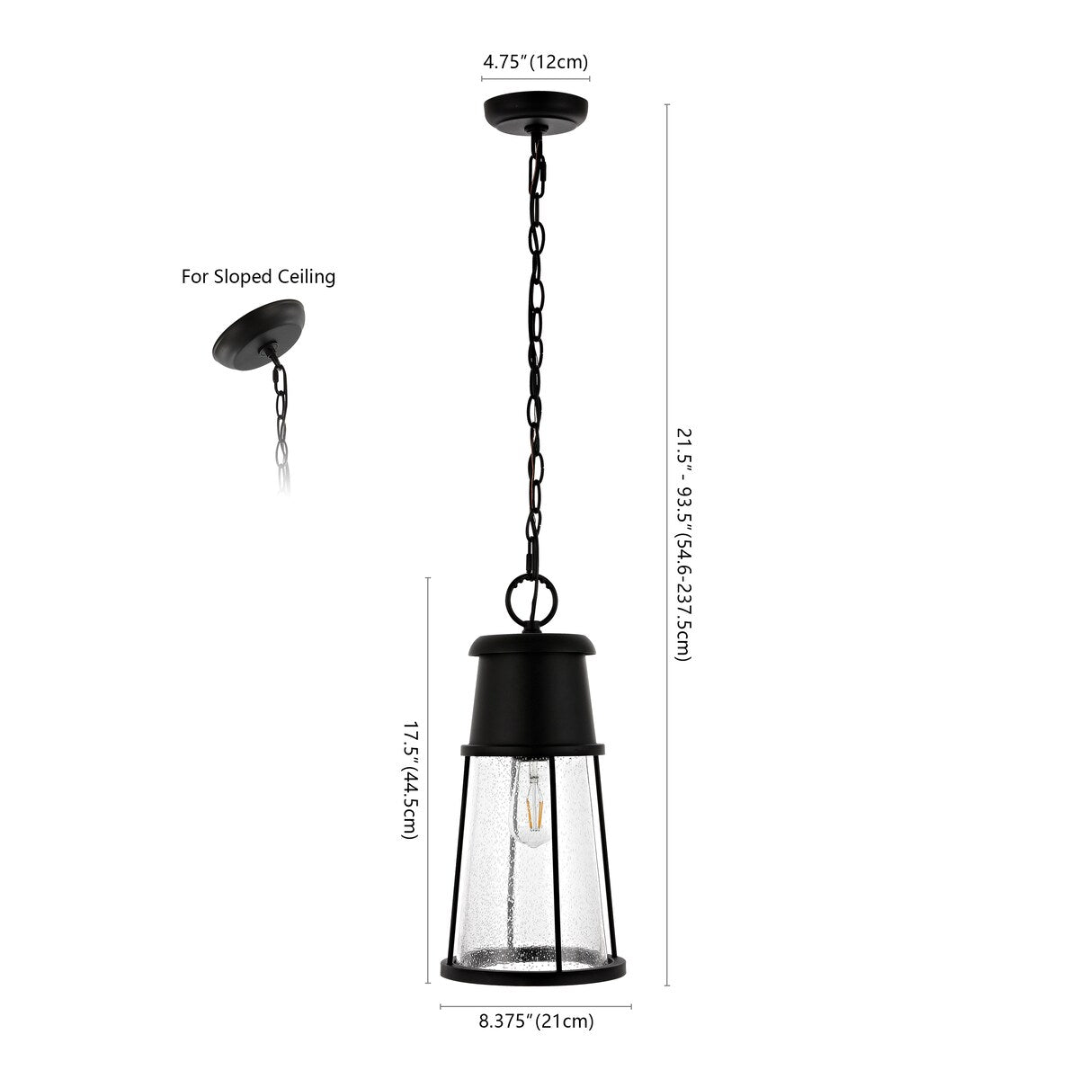 SAFAVIEH Lighting Embrulla Outdoor Pendant/Black - 8" W x 8" D x 22-94" H - 8Wx8Dx94H