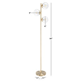 SAFAVIEH Lighting Entela Modern 65-inch Floor Lamp - 12 In. W x 11 In. D x 65 In. H - Antique Gold - 12Wx11Dx65H