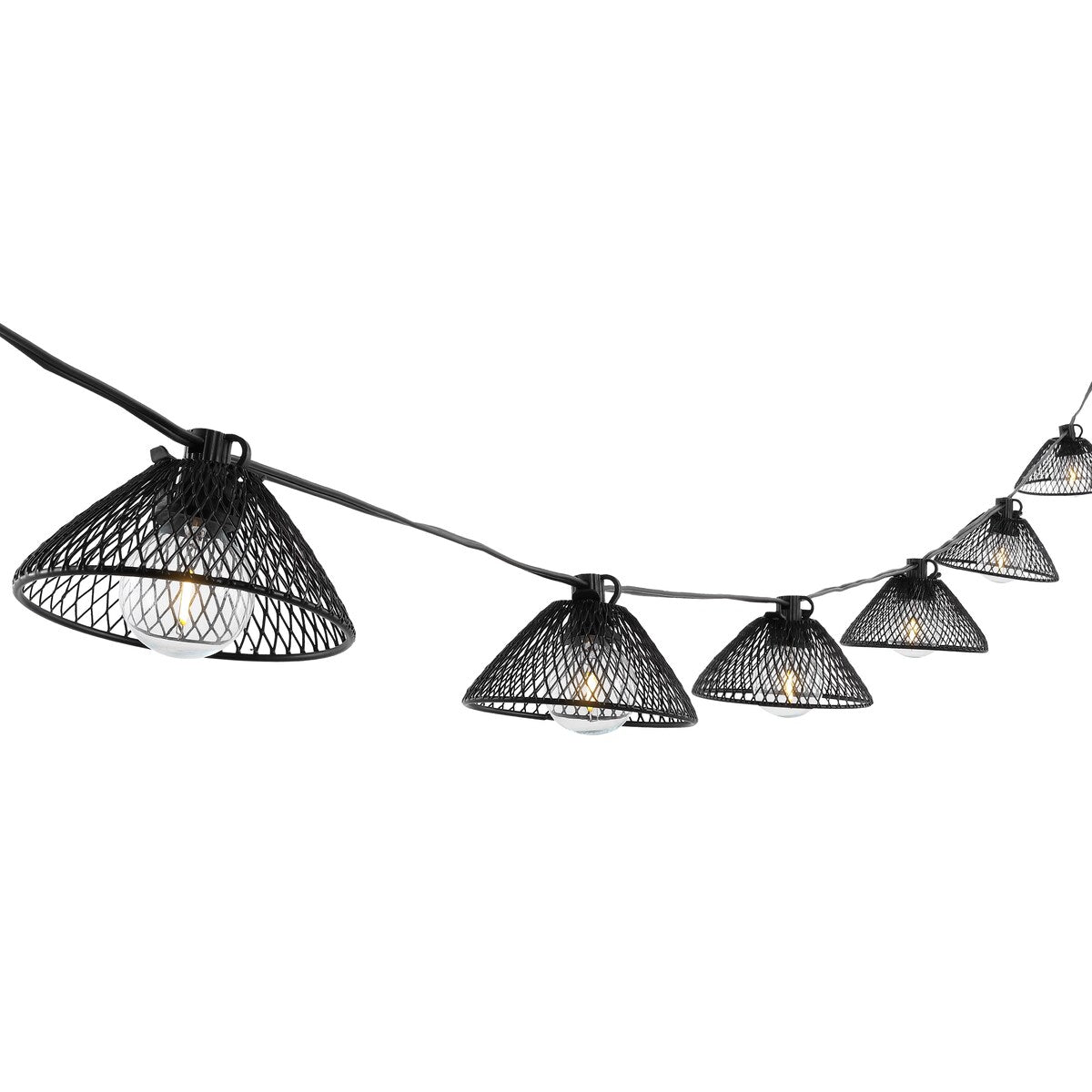 SAFAVIEH Lighting Erjona 10 Ft LED Outdoor String Lights - Black - 120Wx4Dx3H