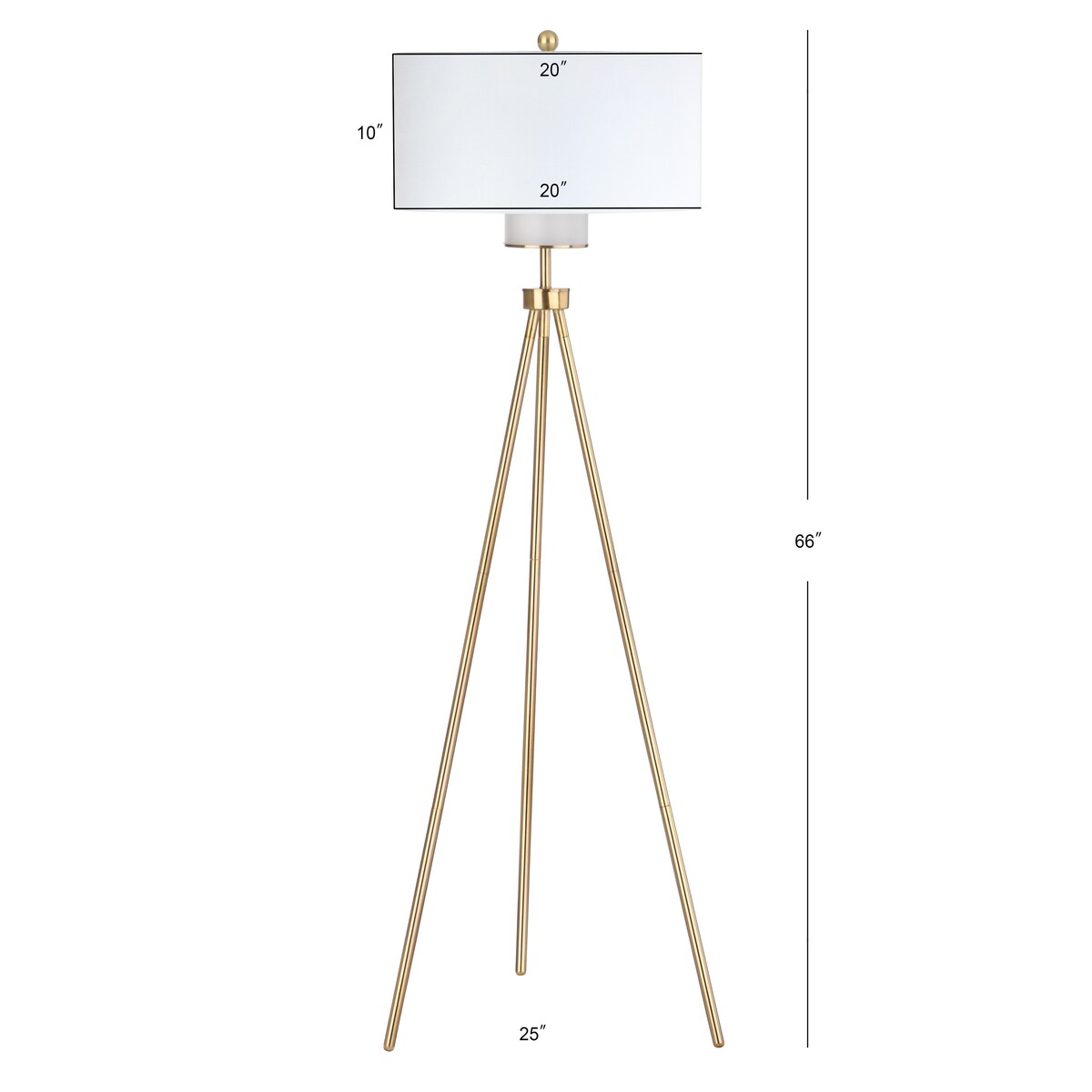 SAFAVIEH Lighting Evelyne 66-inch Tripod Led Floor Lamp - 25" x 25" x 66" - Brass/Gold - 25Wx25Dx66H