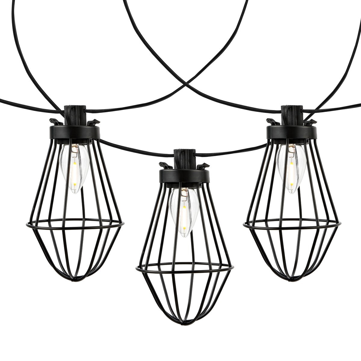 SAFAVIEH Lighting Eyþora 10 Ft LED Outdoor String Lights - Black - 120Wx3Dx5H