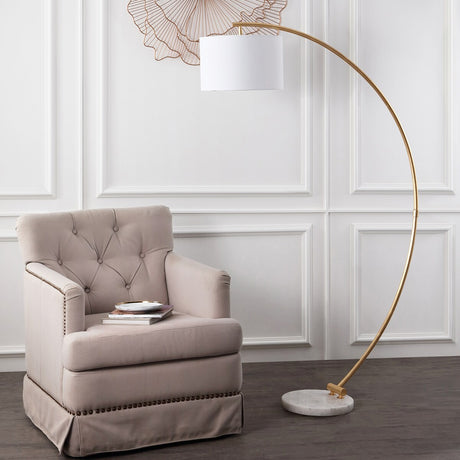 SAFAVIEH Lighting Fieke 70-inch Floor Lamp - 38" W x 14" D x 70" H - Gold/White - 38Wx14Dx70H