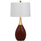 SAFAVIEH Lighting Florane 27-inch Gold/ Walnut Brown Table Lamp - 15"x15"x27.5" - 15Wx15Dx28H