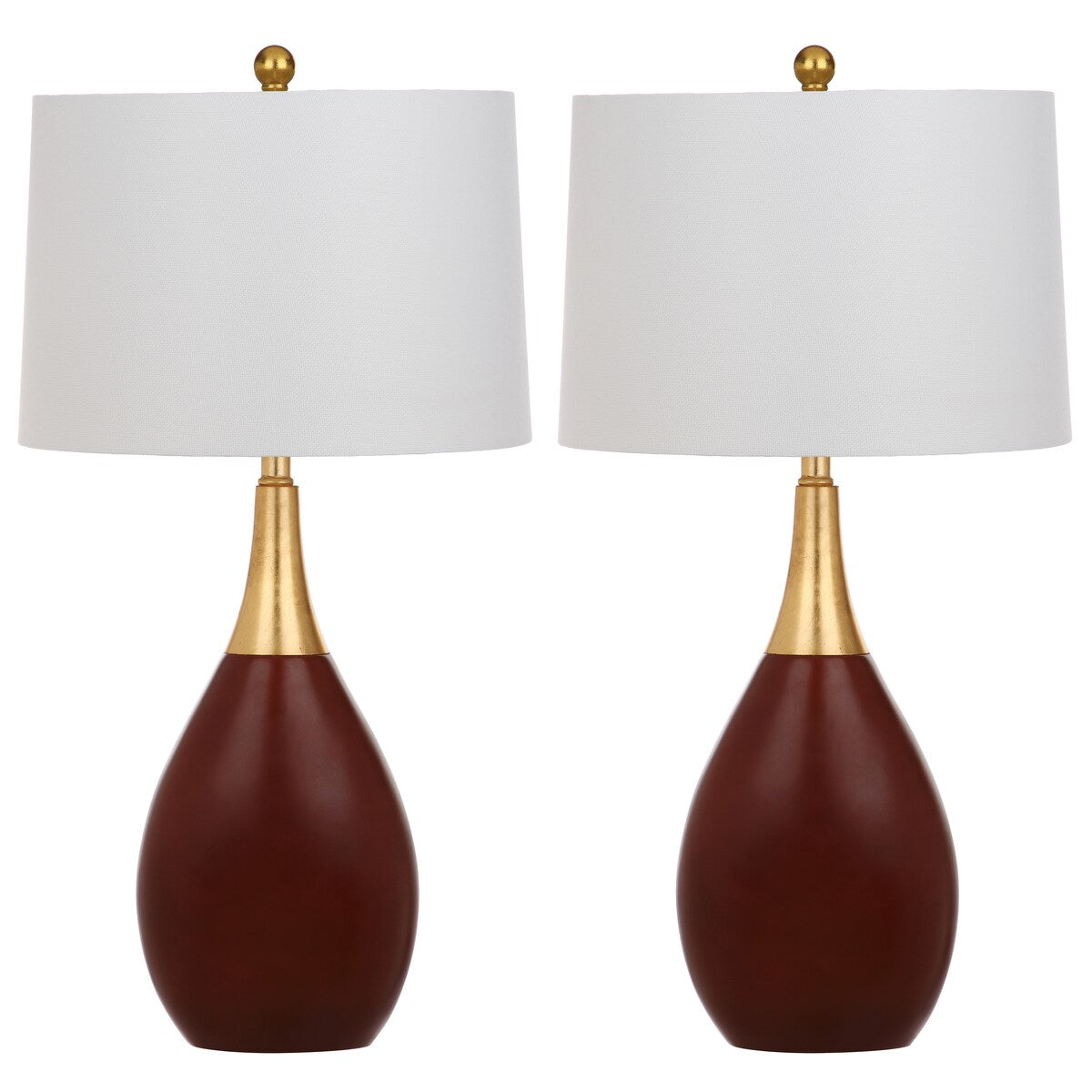 SAFAVIEH Lighting Florane 27-inch Gold/ Walnut Brown Table Lamp - 15"x15"x27.5" - 15Wx15Dx28H