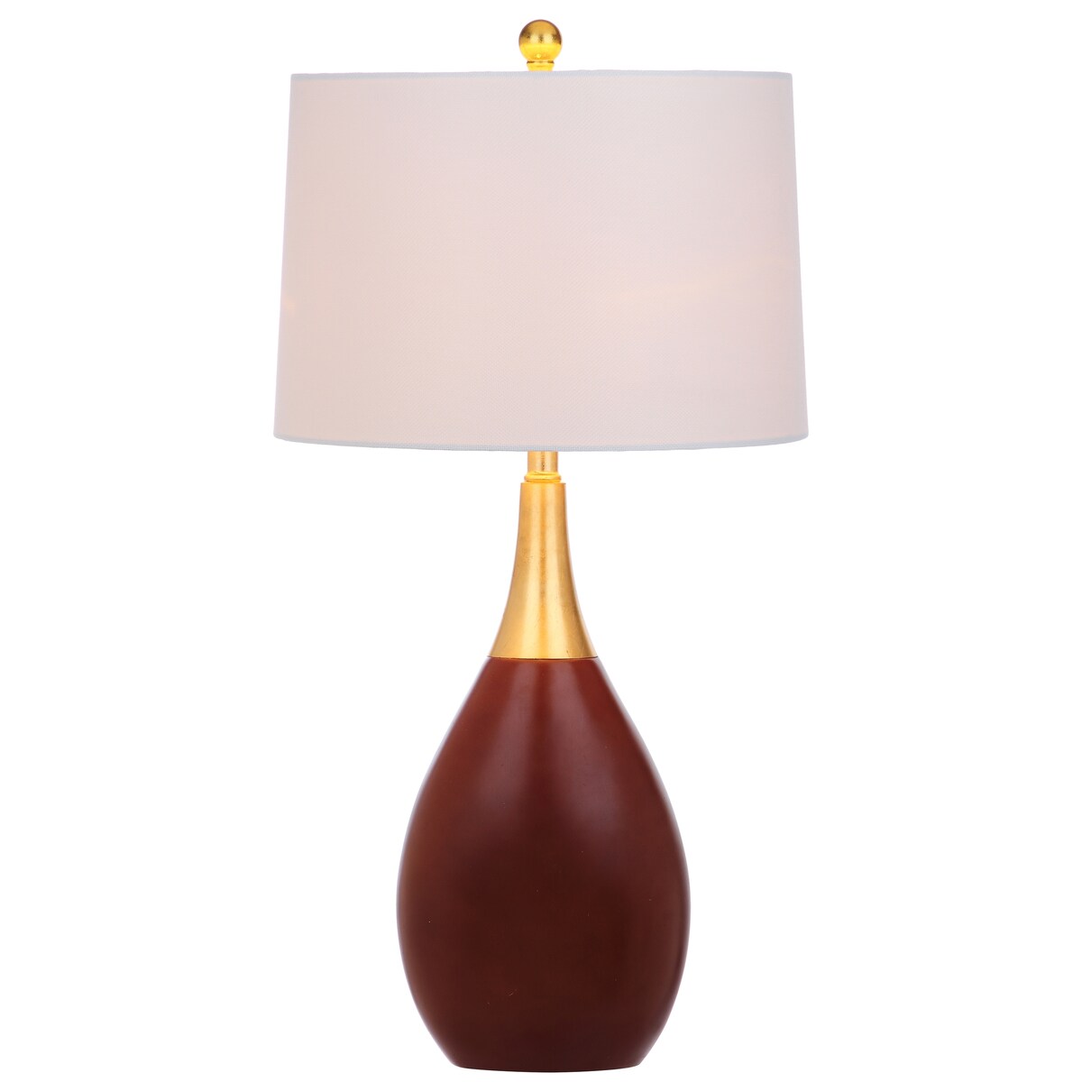 SAFAVIEH Lighting Florane 27-inch Gold/ Walnut Brown Table Lamp - 15"x15"x27.5" - 15Wx15Dx28H