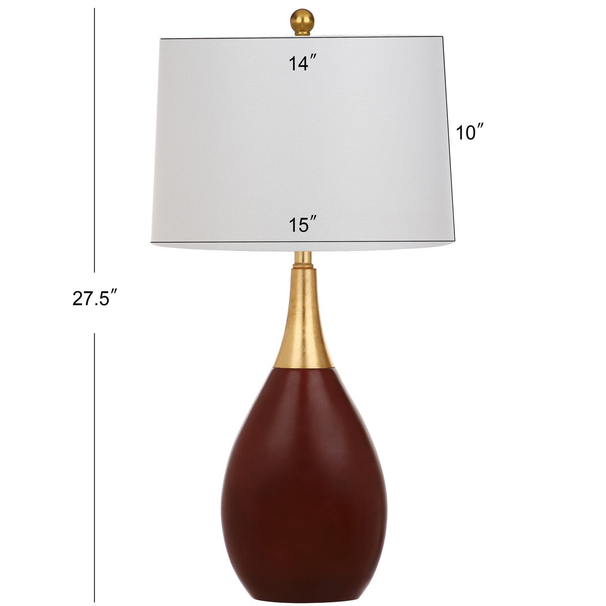 SAFAVIEH Lighting Florane 27-inch Gold/ Walnut Brown Table Lamp - 15"x15"x27.5" - 15Wx15Dx28H