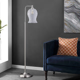 SAFAVIEH Lighting Floretta 61.5-inch Iron Floor Lamp - 17" x 11" x 61.5" - Nickel - 17Wx11Dx62H