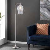 SAFAVIEH Lighting Floretta 61.5-inch Iron Floor Lamp - 17" x 11" x 61.5" - Nickel - 17Wx11Dx62H