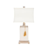 SAFAVIEH Lighting Ganna 30-inch Cream/Gold Tassel Table Lamp - 16.5"x9"x32" - 17Wx9Dx32H