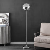 SAFAVIEH Lighting Gilda Orb 63-inch Led Floor Lamp - 12" W x 12" L x 63" H - Chrome - 12Wx12Dx63H