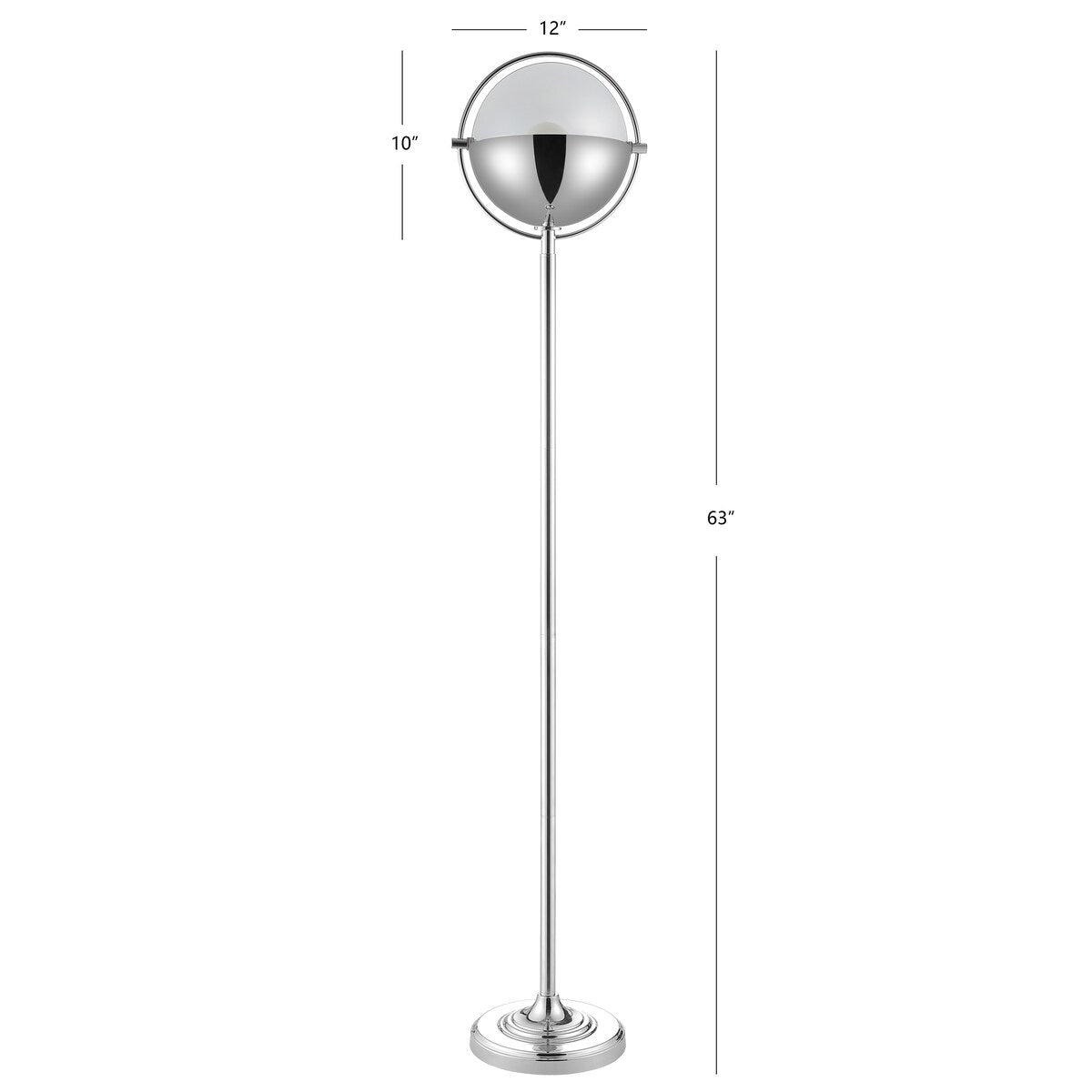 SAFAVIEH Lighting Gilda Orb 63-inch Led Floor Lamp - 12" W x 12" L x 63" H - Chrome - 12Wx12Dx63H