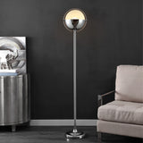 SAFAVIEH Lighting Gilda Orb 63-inch Led Floor Lamp - 12" W x 12" L x 63" H - Chrome - 12Wx12Dx63H