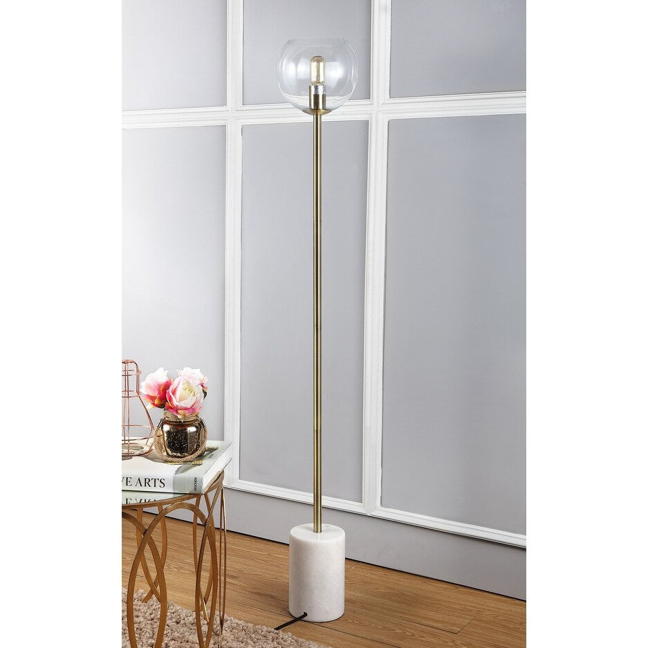 SAFAVIEH Lighting Gilian 61-inch Gold Edison Bulb Floor Lamp - 8.5" x 8.5" x 61" - White/Brass Gold - 9Wx9Dx61H