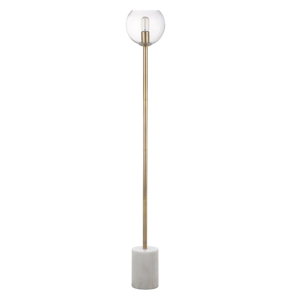 SAFAVIEH Lighting Gilian 61-inch Gold Edison Bulb Floor Lamp - 8.5" x 8.5" x 61" - White/Brass Gold - 9Wx9Dx61H