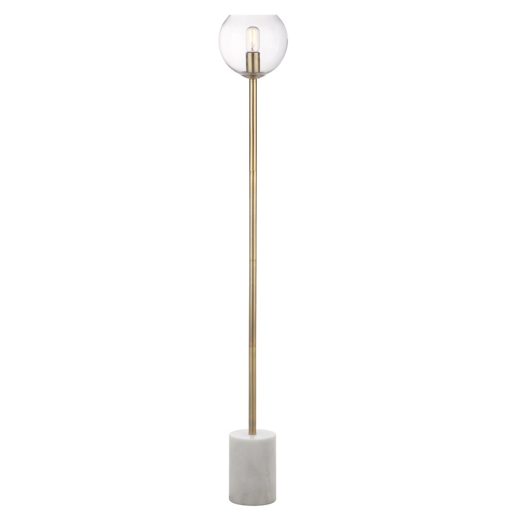 SAFAVIEH Lighting Gilian 61-inch Gold Edison Bulb Floor Lamp - 8.5" x 8.5" x 61" - White/Brass Gold - 9Wx9Dx61H