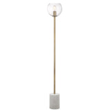 SAFAVIEH Lighting Gilian 61-inch Gold Edison Bulb Floor Lamp - 8.5" x 8.5" x 61" - White/Brass Gold - 9Wx9Dx61H