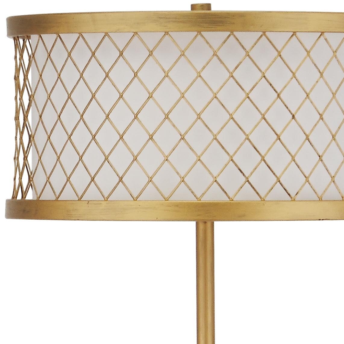 SAFAVIEH Lighting Gillian 58-inch Mesh Gold 2-Light Floor Lamp - 16"x16"x58.25" - Antique Gold - 16Wx16Dx58H