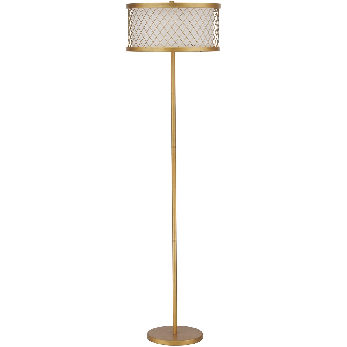 SAFAVIEH Lighting Gillian 58-inch Mesh Gold 2-Light Floor Lamp - 16"x16"x58.25" - Antique Gold - 16Wx16Dx58H